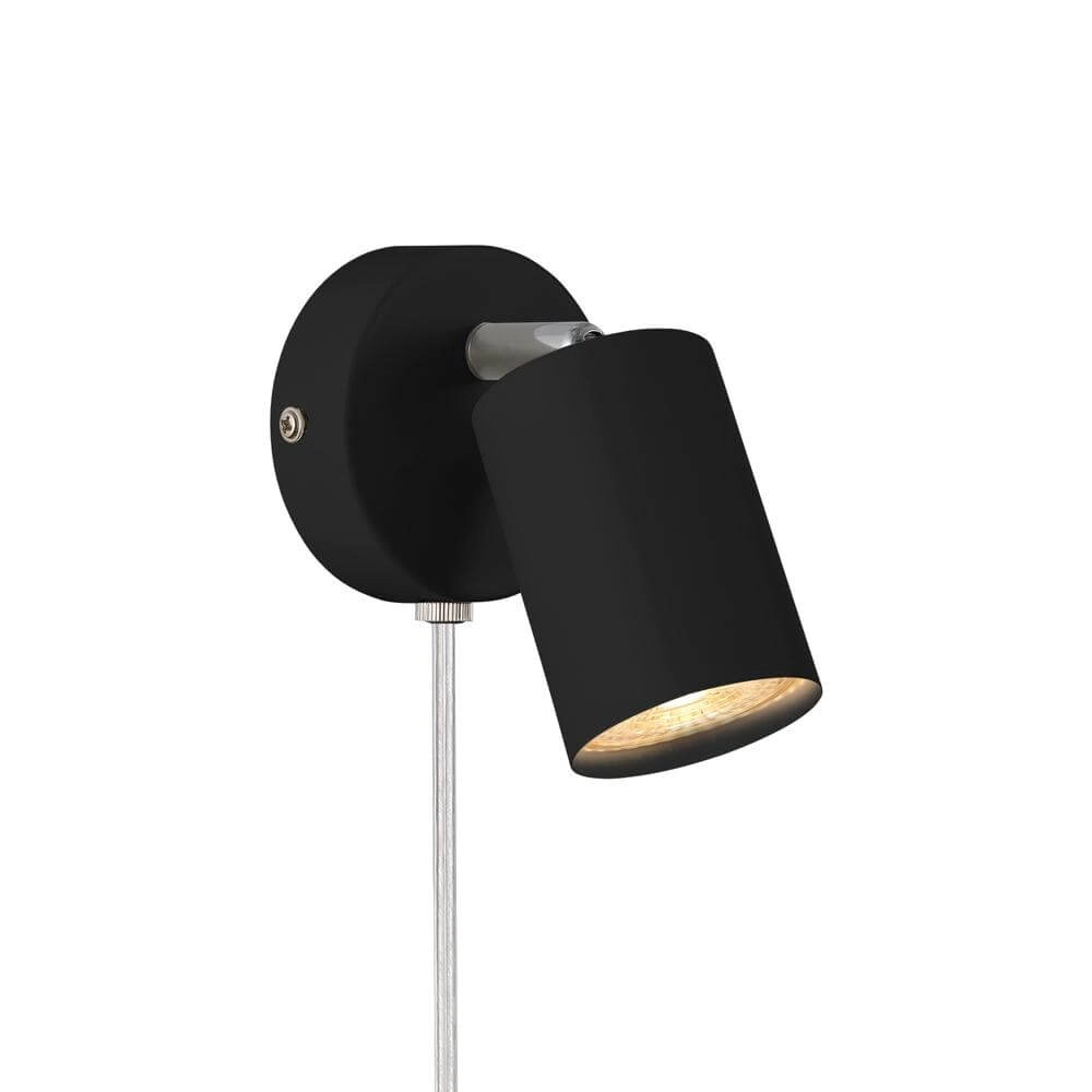 Zwarte wandlamp Explore met snoer