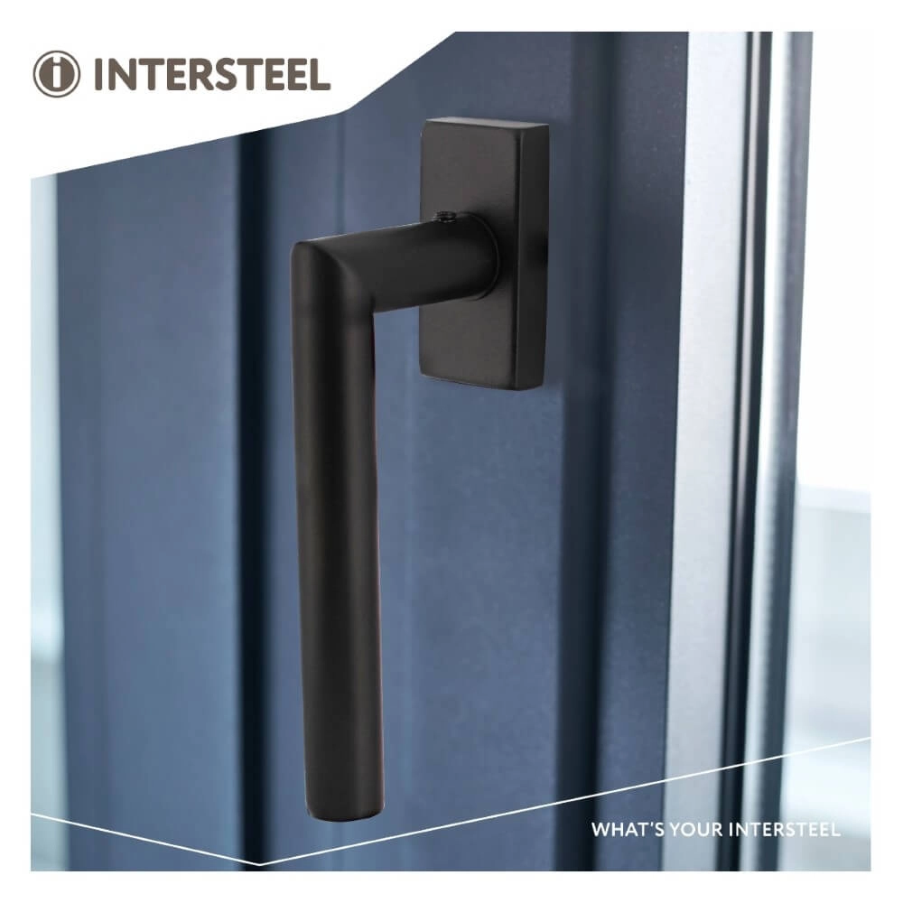 Raamkruk Jura rechthoekig rozet zwart Intersteel 8714186562284