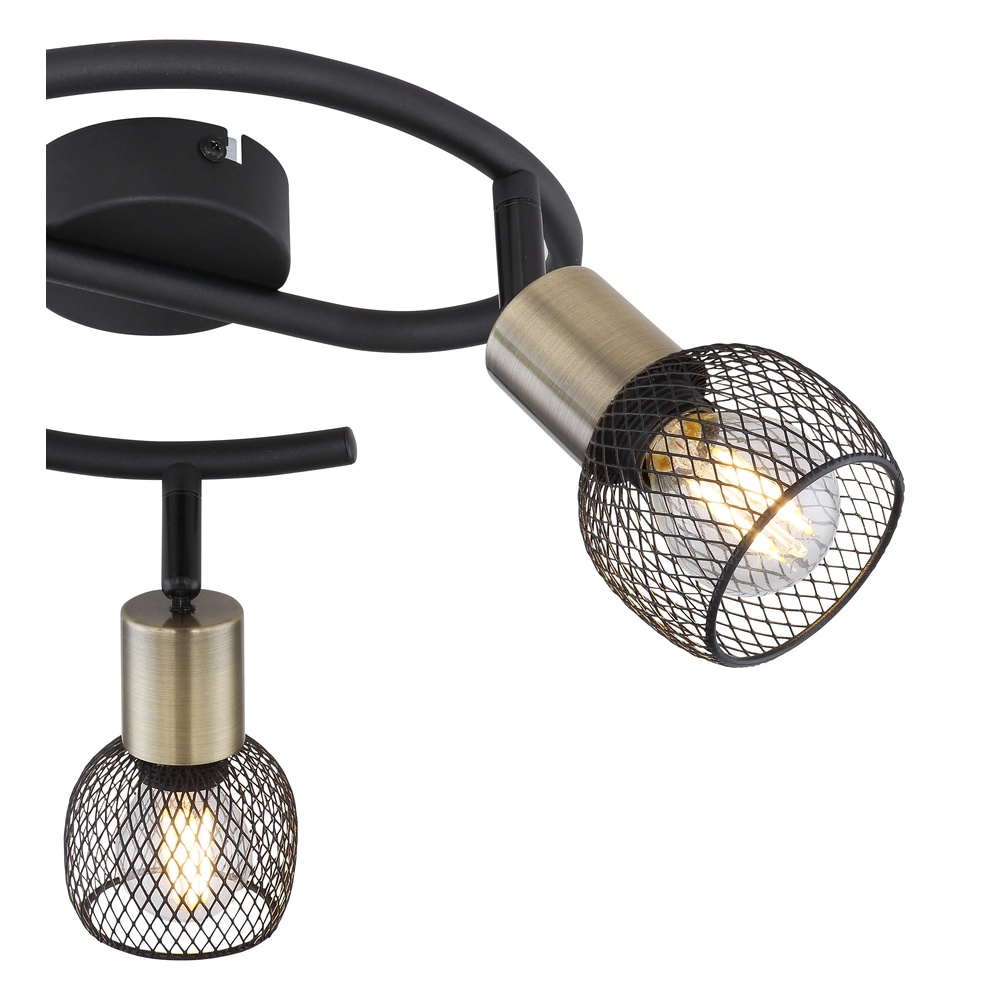 Plafondlamp Fiastra 3-lichts zwart met gaas Globo 9007371427116