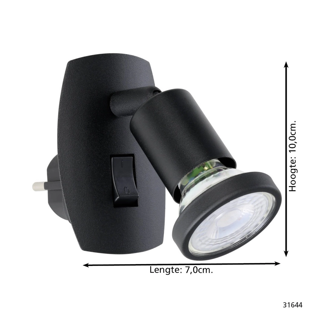 Stekker wandlamp Parrini schakelaar - zwart Eglo 9002759316440