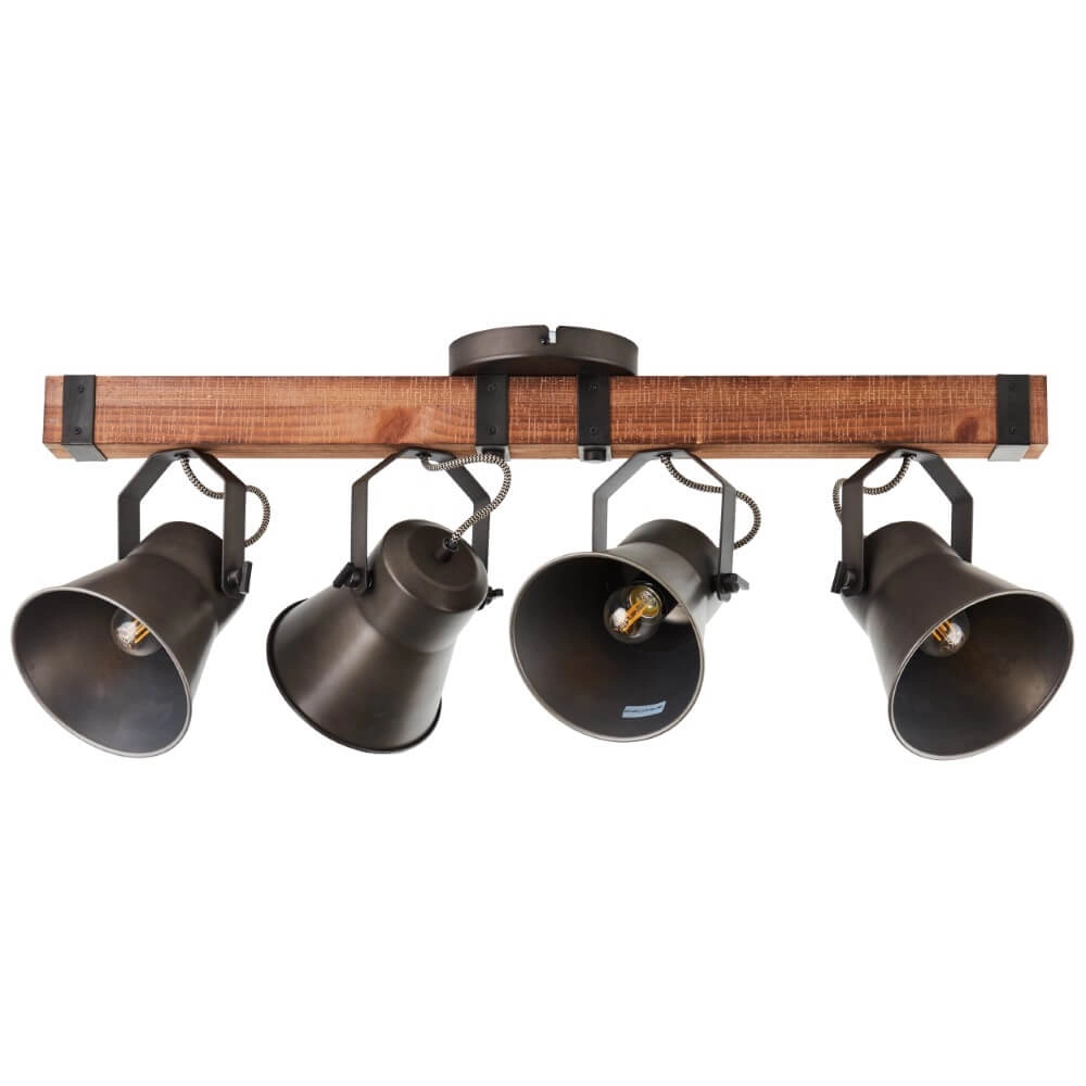 4-lichts plafondlamp Decca zwart met bruin Brilliant 4004353361456