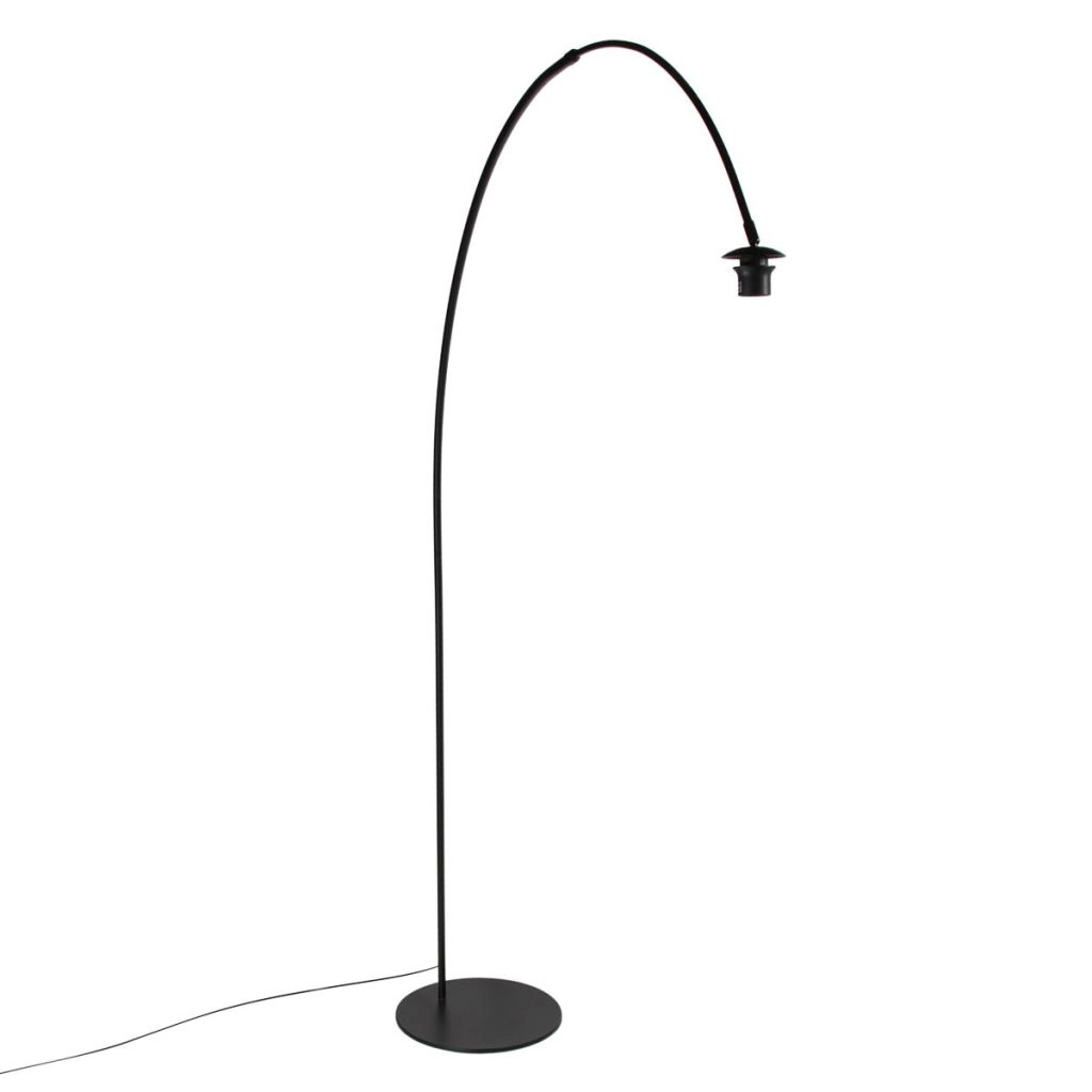 Zwarte vloerlamp Curve met witte kap Ø60cm Steinhauer 8712746185379