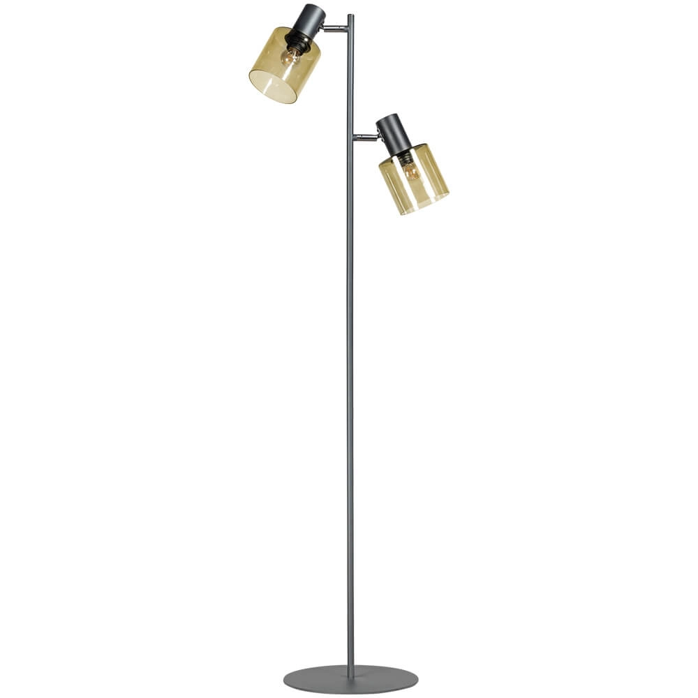 Glazen vloerlamp Sledge Glass 2-lichts zwart met goud glas