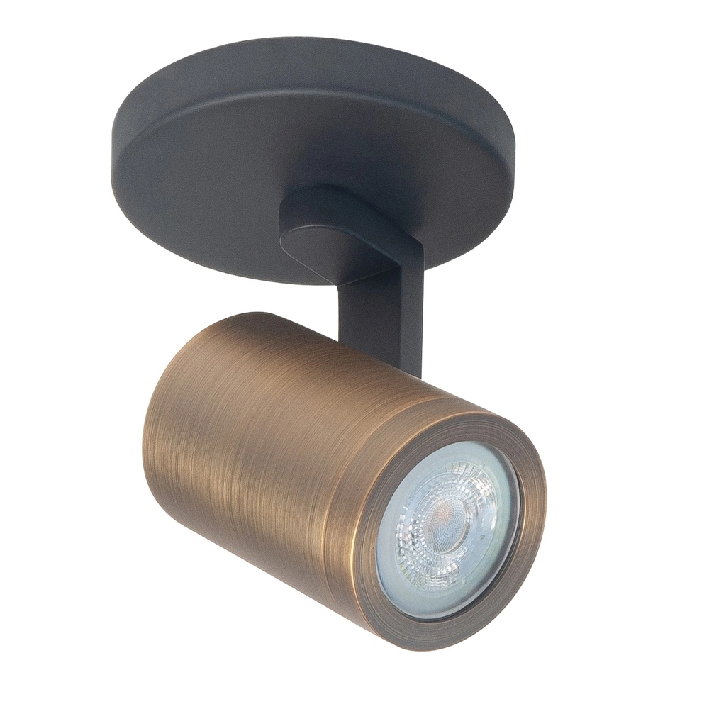 Opbouwspot Halo Spot zwart met koper brons enkel