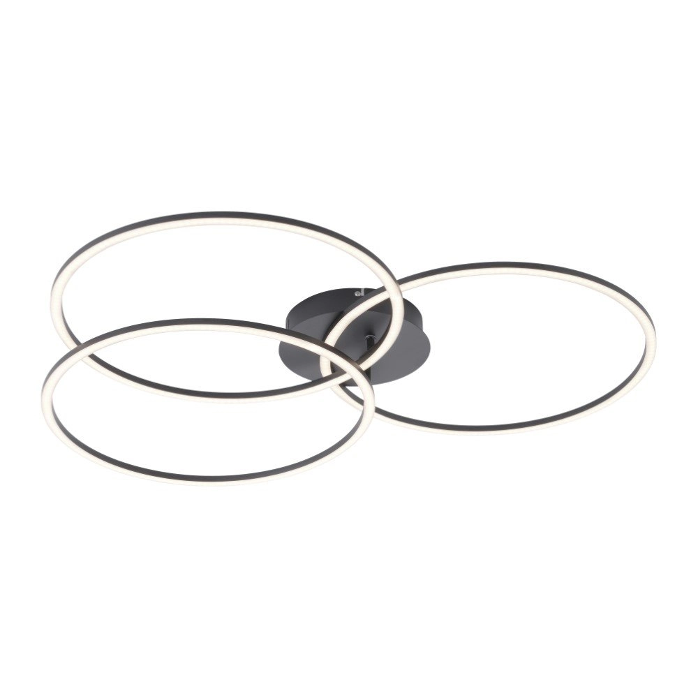 Plafondlamp Ivanka 3-rings zwart