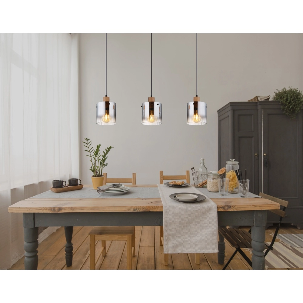 Hanglamp Underwood hout 3-lichts Globo 9007371475049