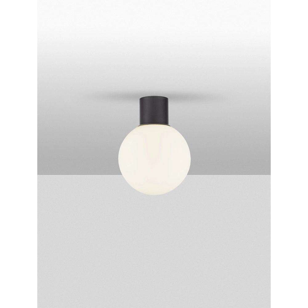 Plafondlamp Spix antraciet met wit bol glas