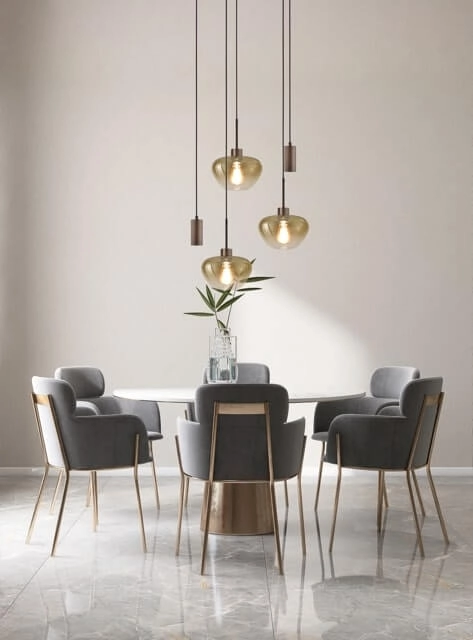 5-lichts hanglamp Genua bruin met 2x goud glas Ø 24cm en 2x pendel Masterlight 8718121357140