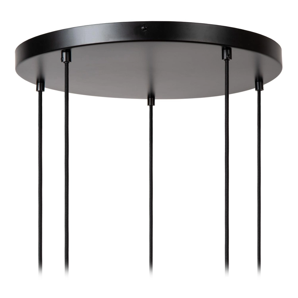 5-lichts hanglamp Ilona zwart met gekleurde glazen Lucide 5411212452757