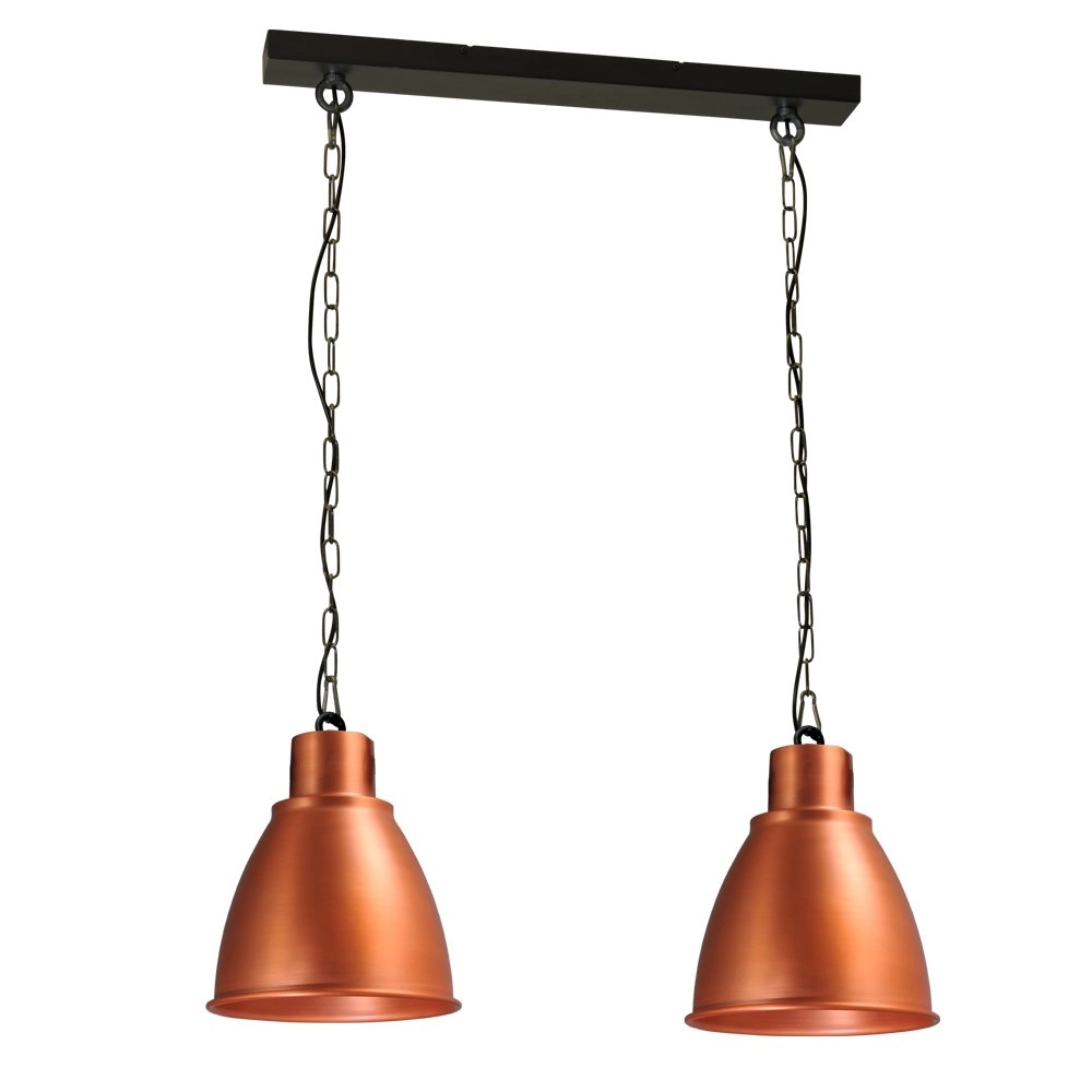 Eetkamerlamp Industria 2x27 roodkoper met zwart
