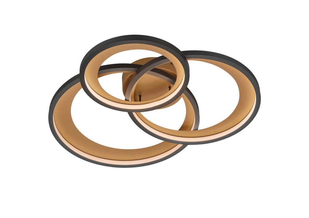 Plafonnière Granada 3-rings goud met zwart