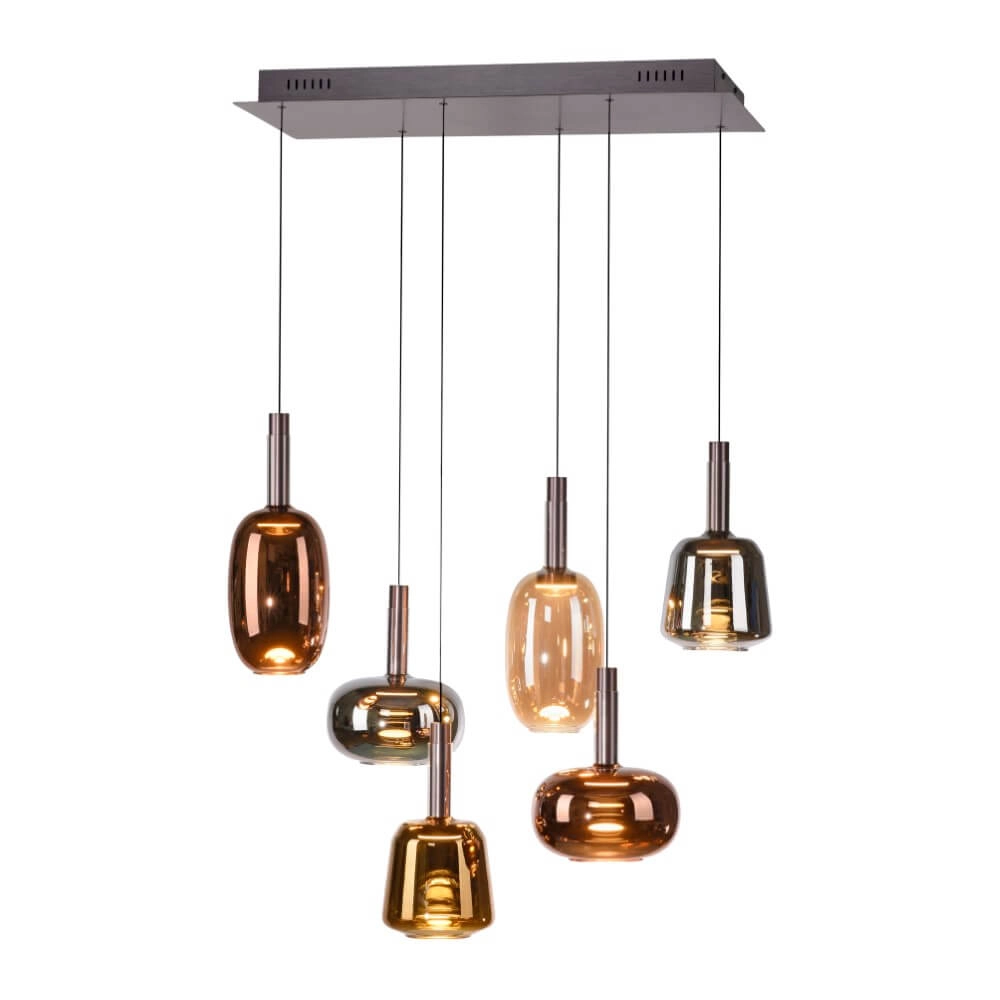 Vrolijke hanglamp Irides 6-lichts recht