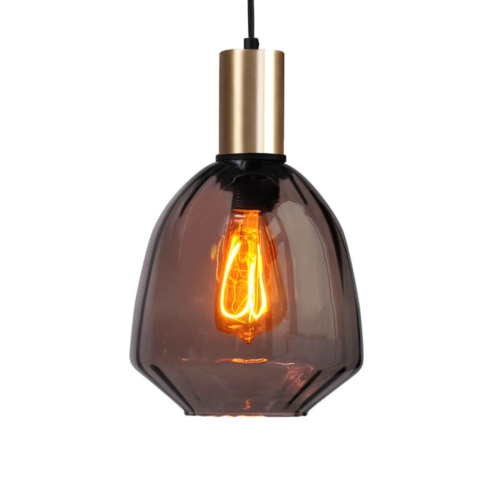 Hanglamp goud Porto met Nicolette red glas - Ø 20cm