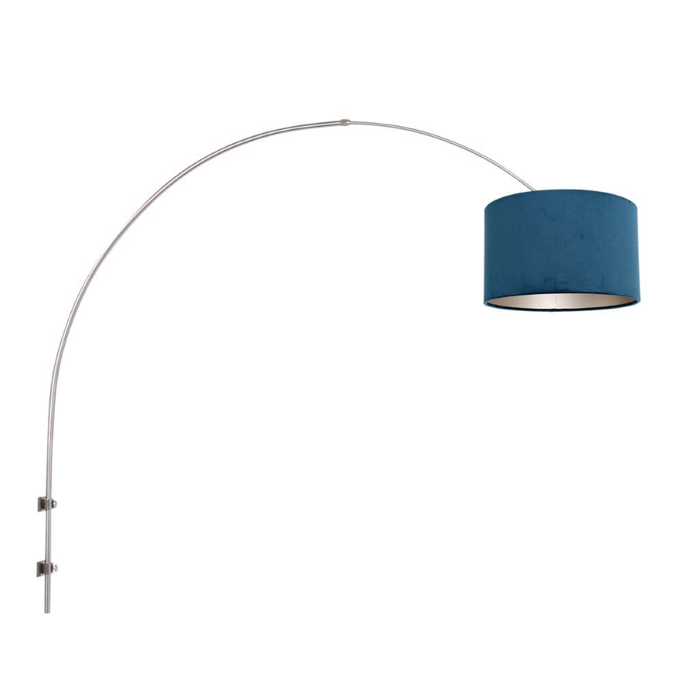 Wand booglamp Sparkled RVS met blauw