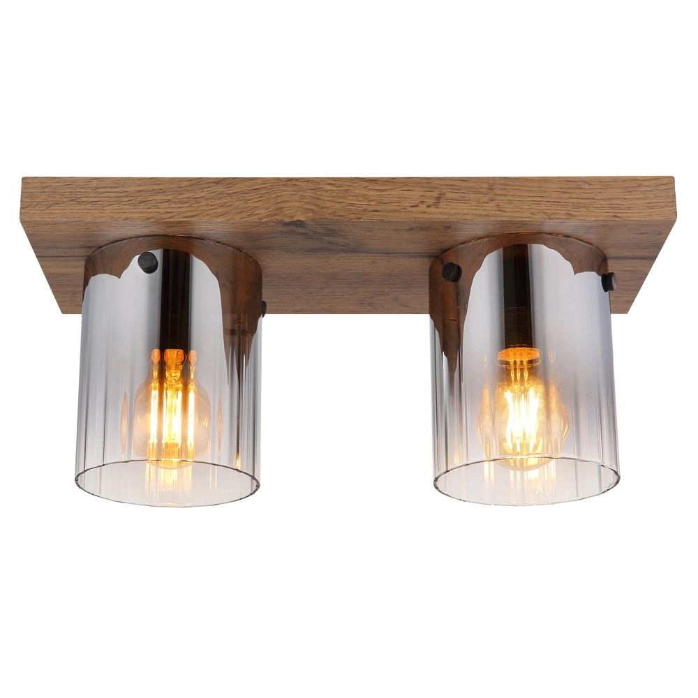 Plafondlamp Underwood hout 2-lichts Globo 9007371481033