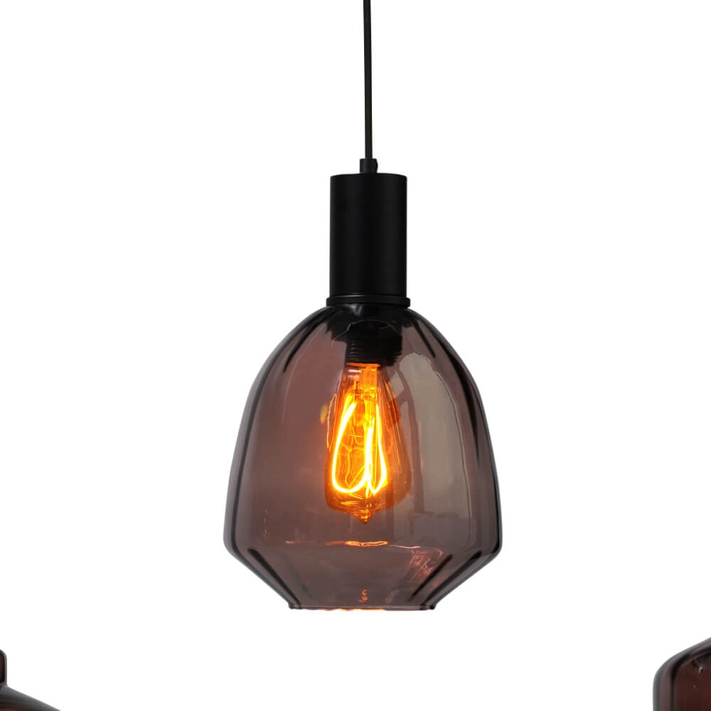 5-lichts hanglamp - zwart - Porto met verschillende glazen Masterlight 8718121270388