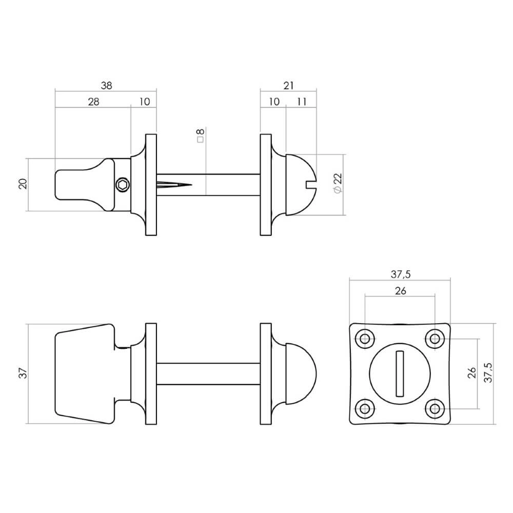 Compleet deurklinkset Ton Basic mat nikkel toilet Intersteel 8714186634981