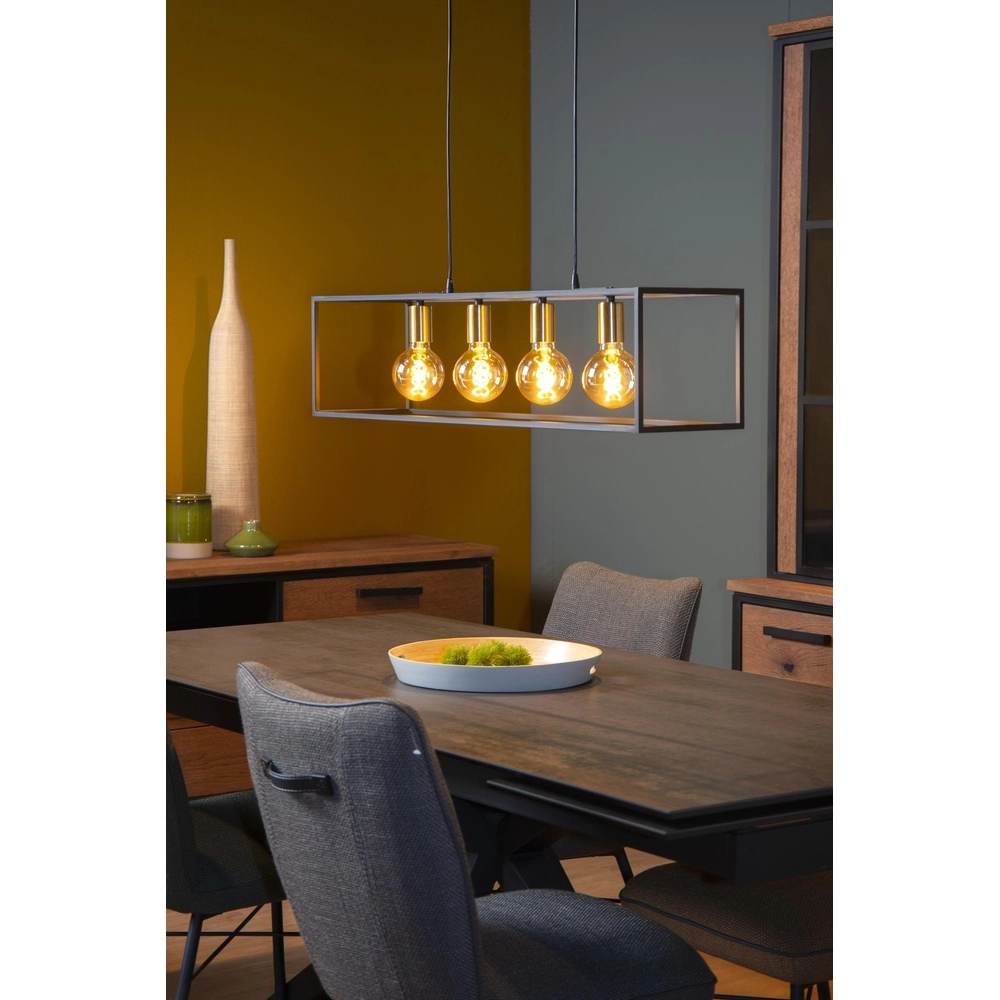 Hanglamp Ruben 4-lichts zwart Lucide 5411212000163