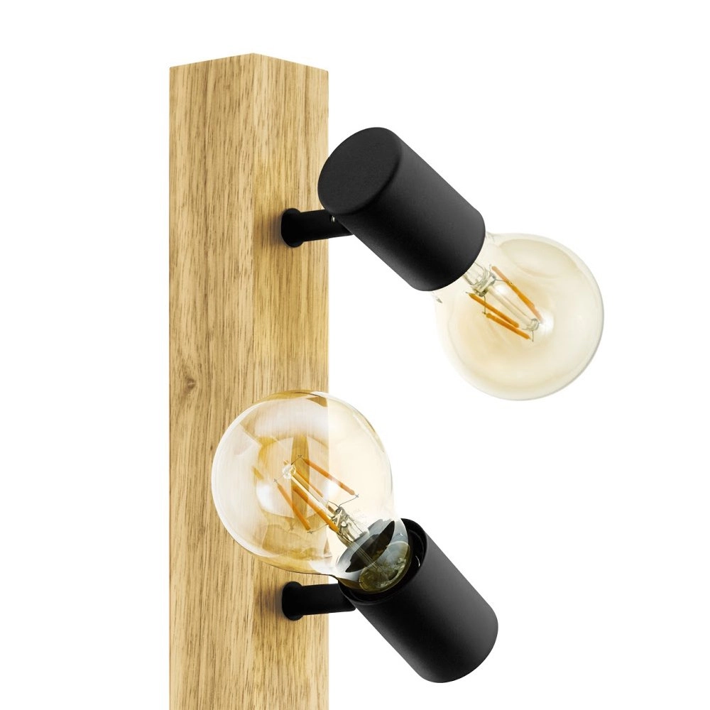 Spot Townshend 3 3-lichts zwart met hout Eglo 9002759994792