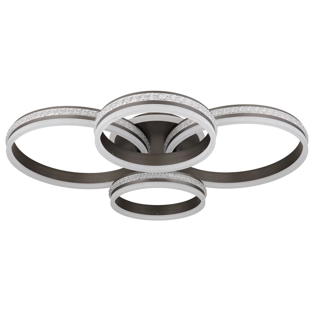 Design plafondlamp Grouni 4 ringen titanium geborsteld Globo 9007371446001