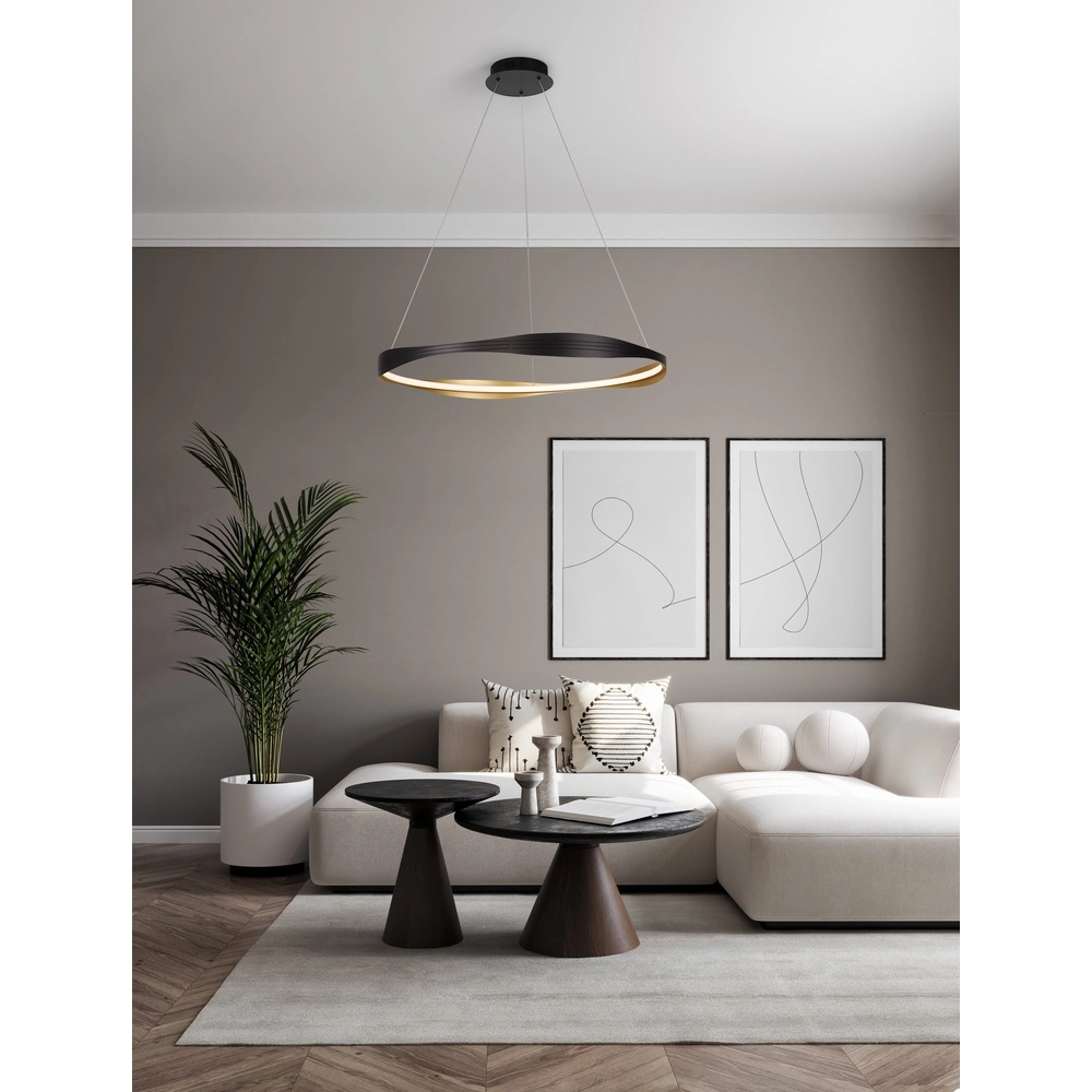 Design hanglamp Dobi Ø 80cm zwart met goud Lyora 5212017450043
