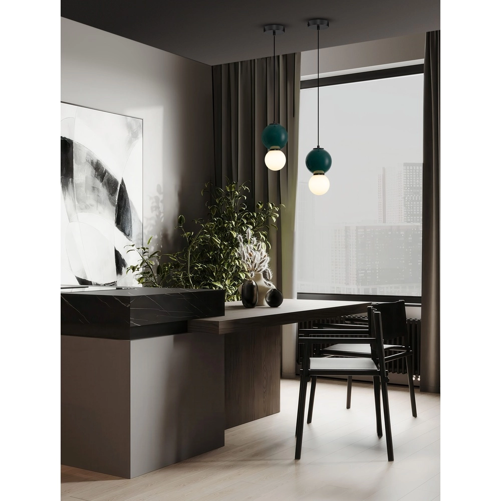 Hanglamp Noesis Ø 15cm groen met wit Lyora 5212017483720