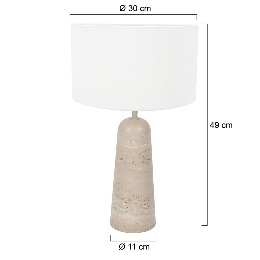 Stenen tafellamp Travino met witte kap Ø30cm Steinhauer 8712746183474