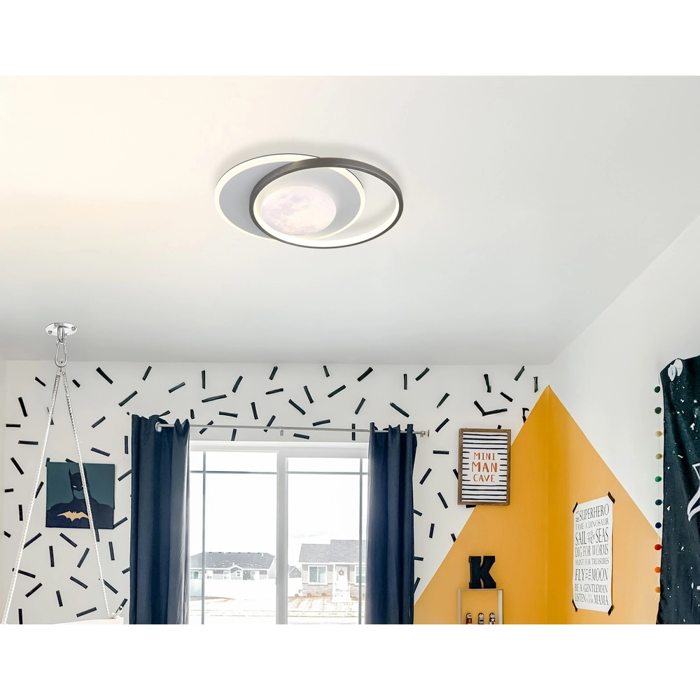 Design plafondlamp Moon zwart met wit Globo 9007371575749