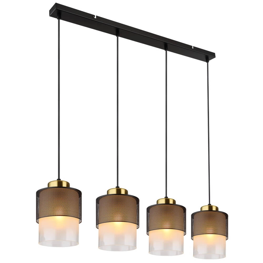 Hanglamp Olga 4-lichts zwart met gaas