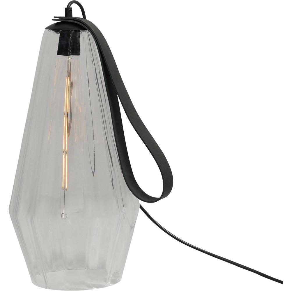 Tafellamp zwart Diamond 40cm met helder glas