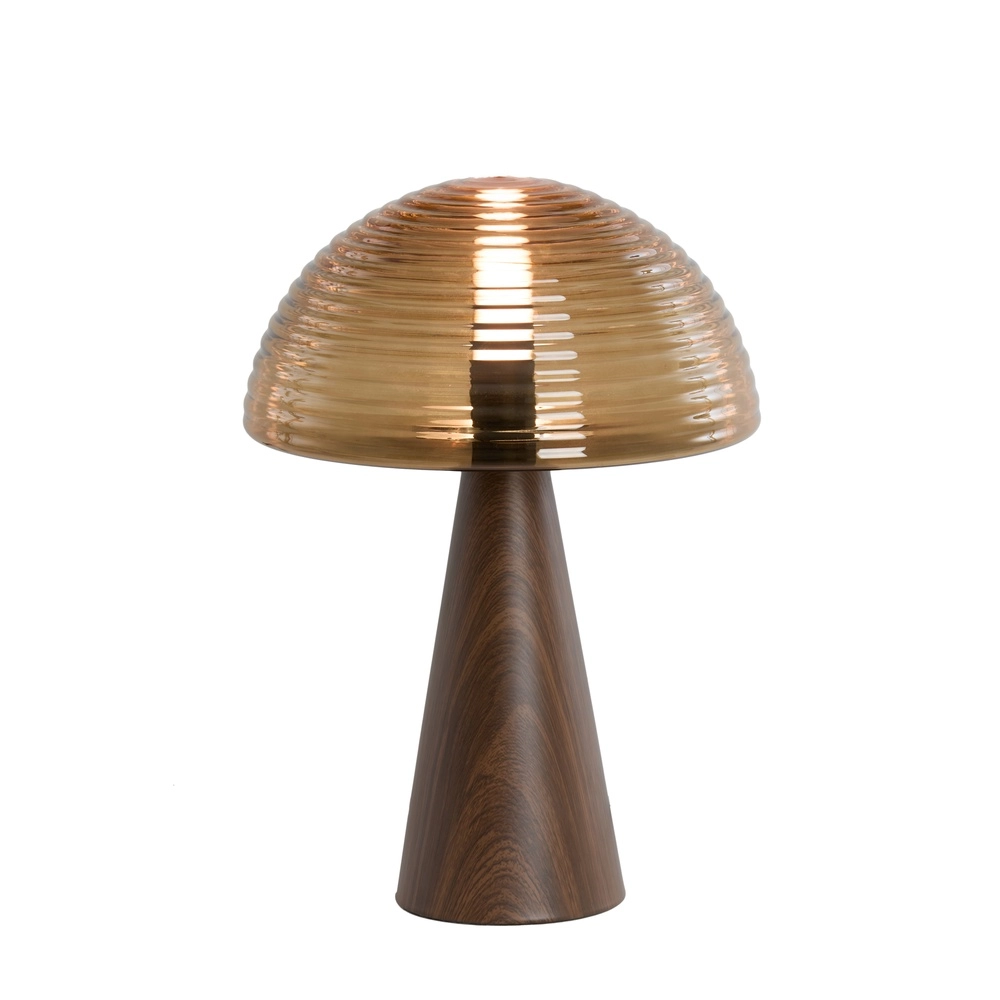 Tafellamp Mueda met bruin glas en donker hout Light & Living 8717807760922