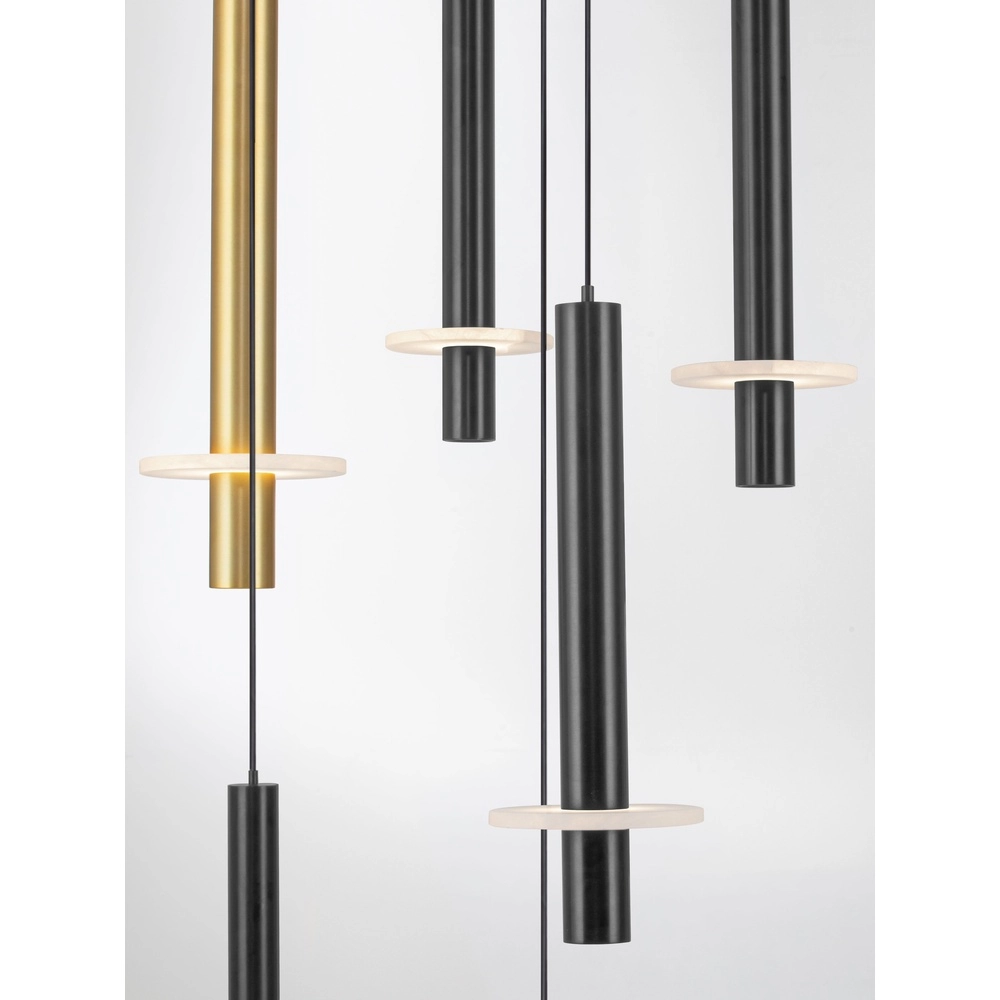 Design hanglamp Noemi zwart met wit en goud Ø 72cm Lyora 5212063503335