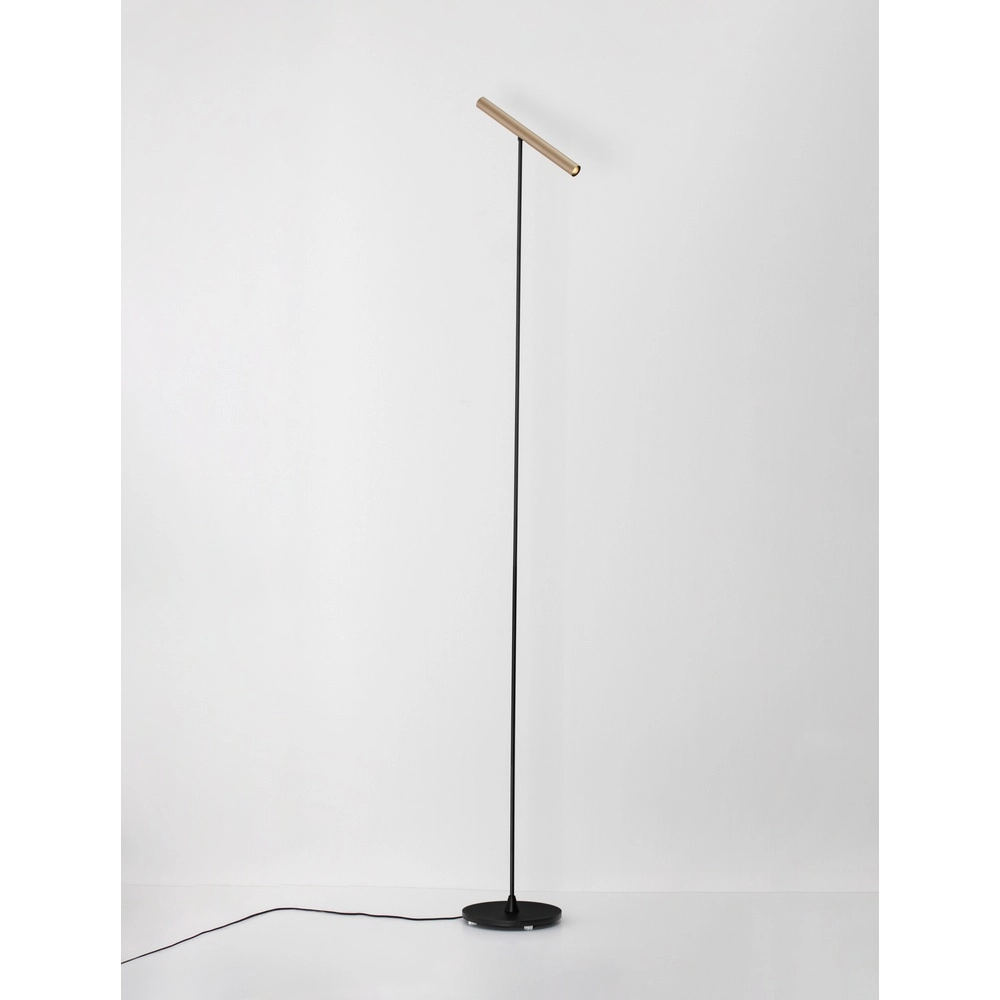 Design vloerlamp Prato zwart met mokka bruin