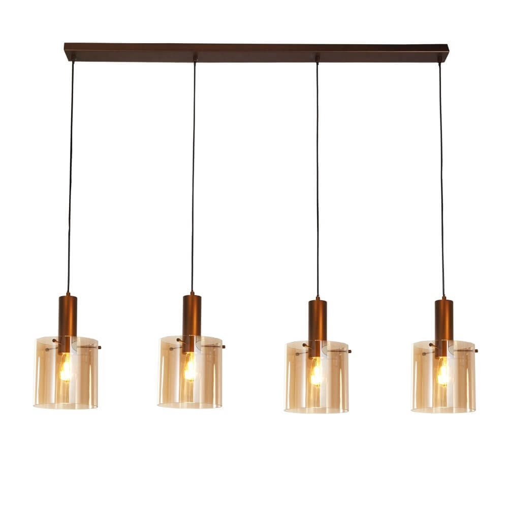 Bruine hanglamp Sweden 4-lichts Searchlight 5053423244358