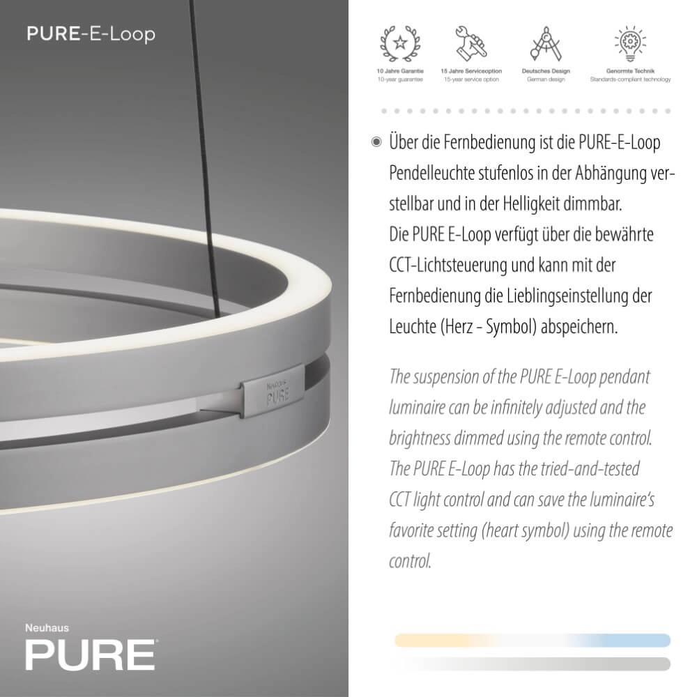 Strakke hanglamp Pure E-Loop aluminium Paul Neuhaus 4012248372272