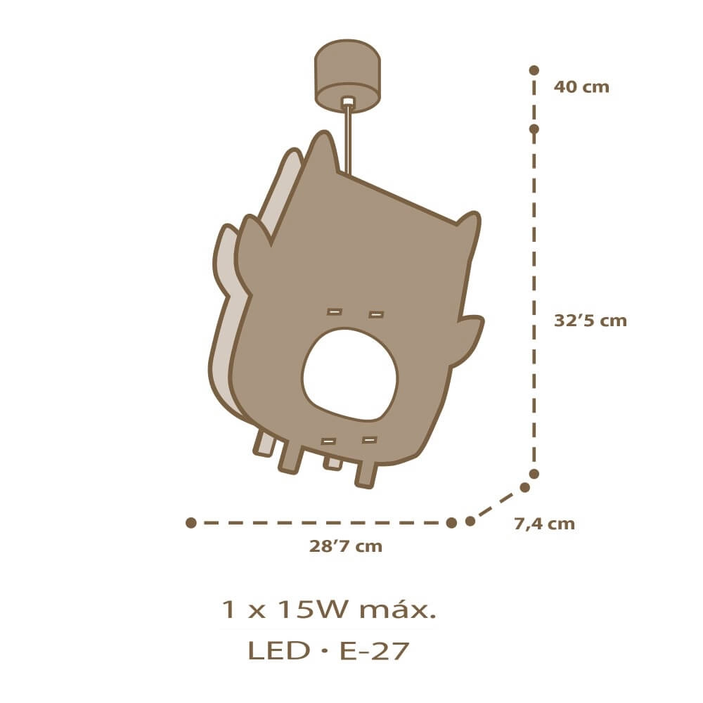 Kinderkamer hanglamp Owl Ø 25cm x 50cm wit Dalber 8420406633978