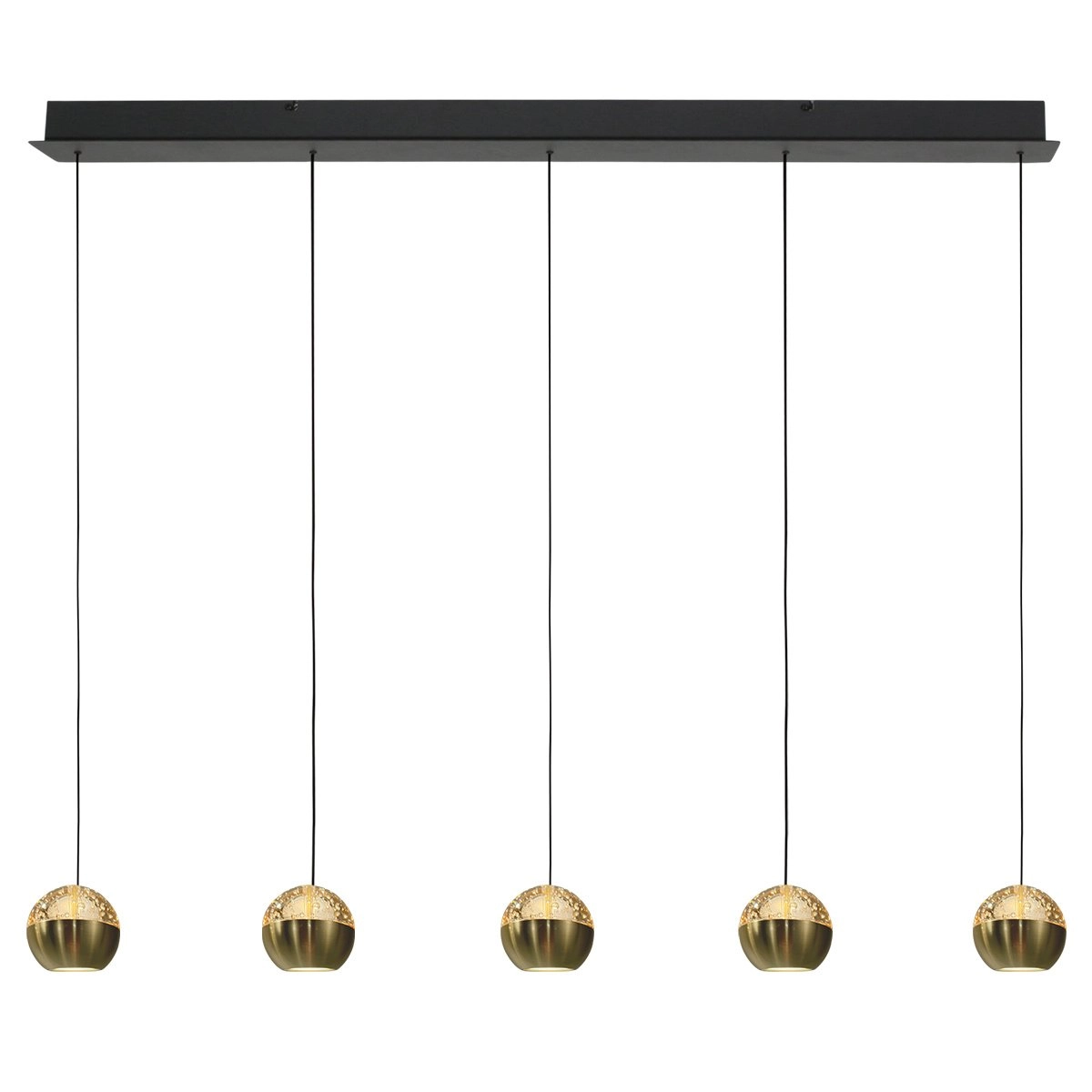 5-licht eettafel hanglamp Belluno led - messing goud met glas Steinhauer 8712746183894