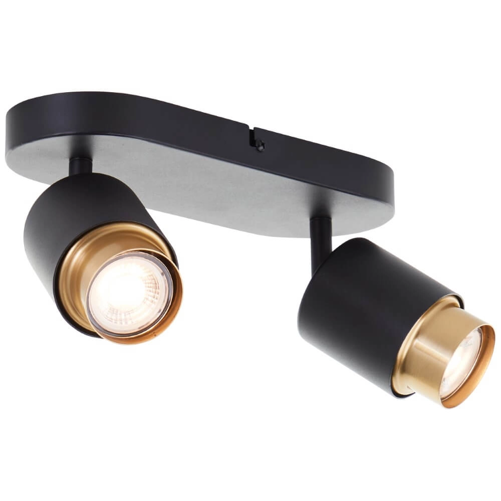 2-lichts opbouwspot Covelo zwart met goud Brilliant 4004353441356