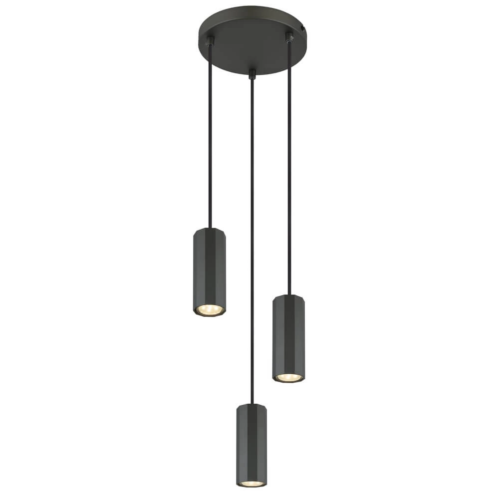 Grijze hanglamp James 3-lichts rond