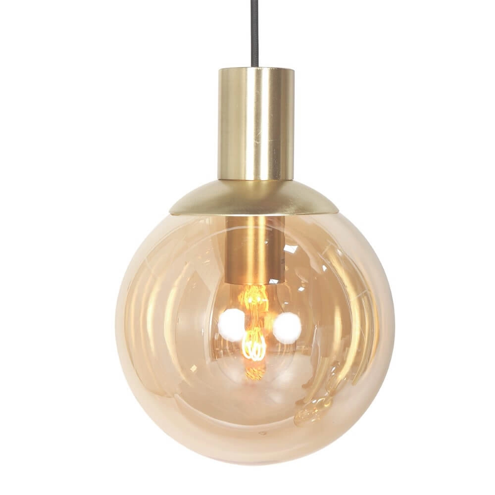 Eettafel hanglamp Bollique goud met amberglas Steinhauer 8712746172980