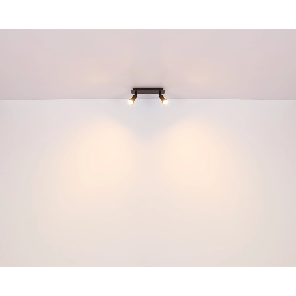 Plafondspot Drew zwart met hout 4-lichts Globo 9007371436781