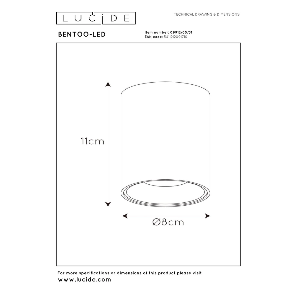 Opbouwspot Bentoo-Led wit Lucide 5411212091710