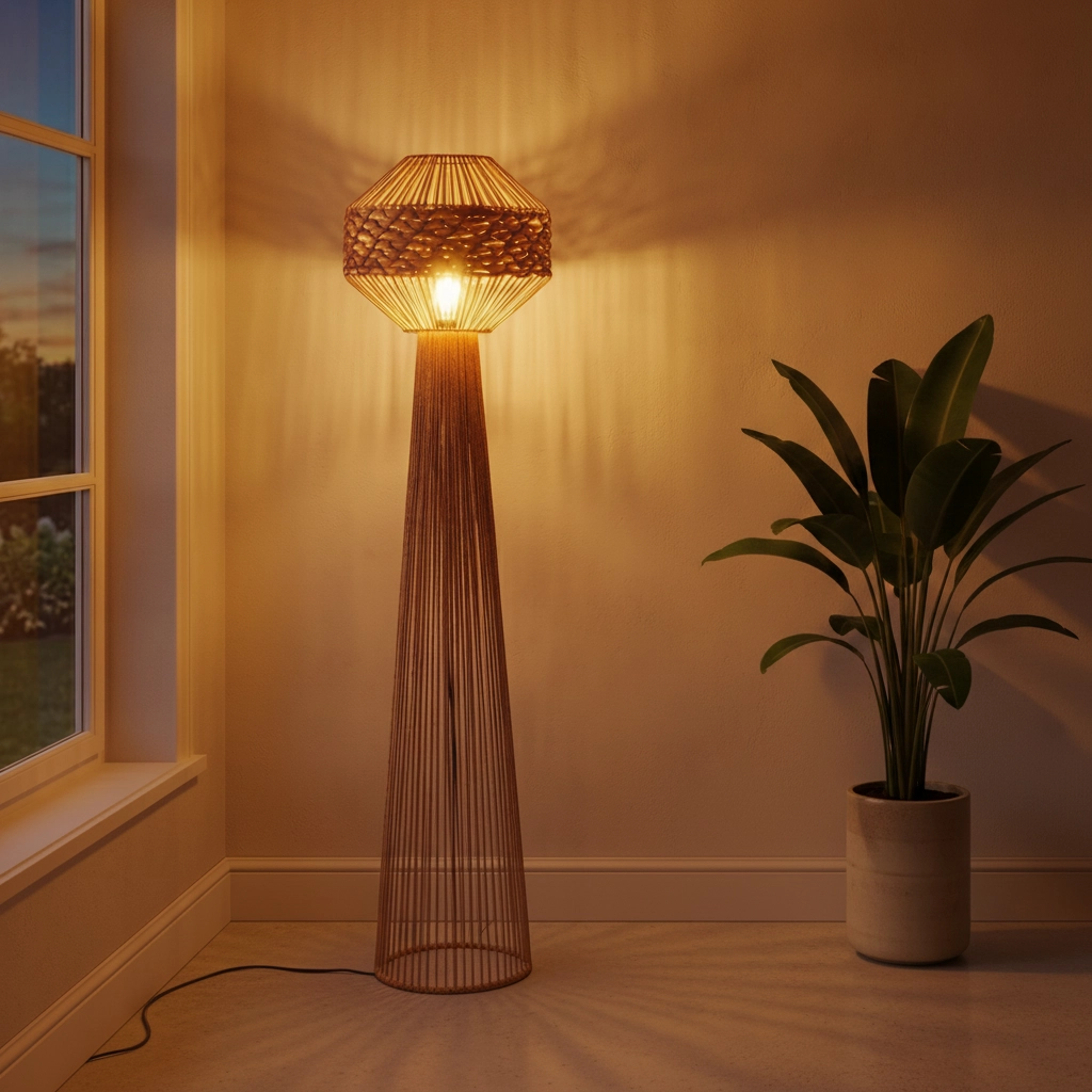 Vloerlamp Mapi Ø 42cm rood met bruin