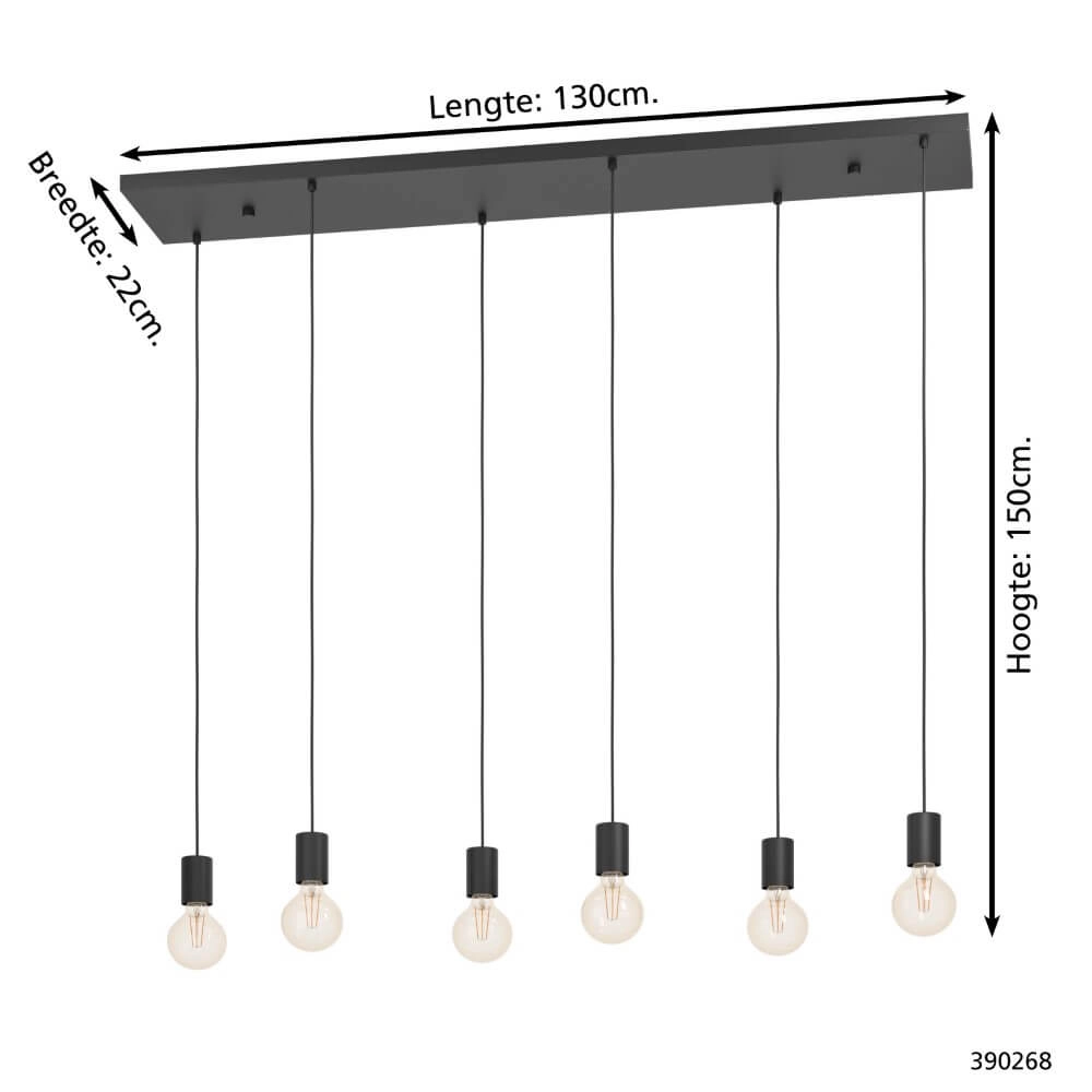 6-lichts hanglamp Cotillas langwerpig Stars of Light 9008606261352
