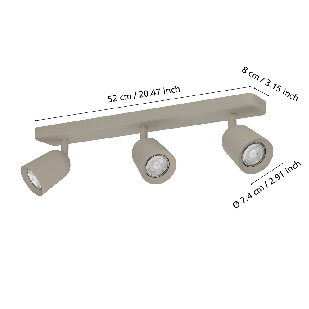 Zandbruine plafondlamp Camaldoli 3x GU10 - richtbaar Eglo 9008606363179