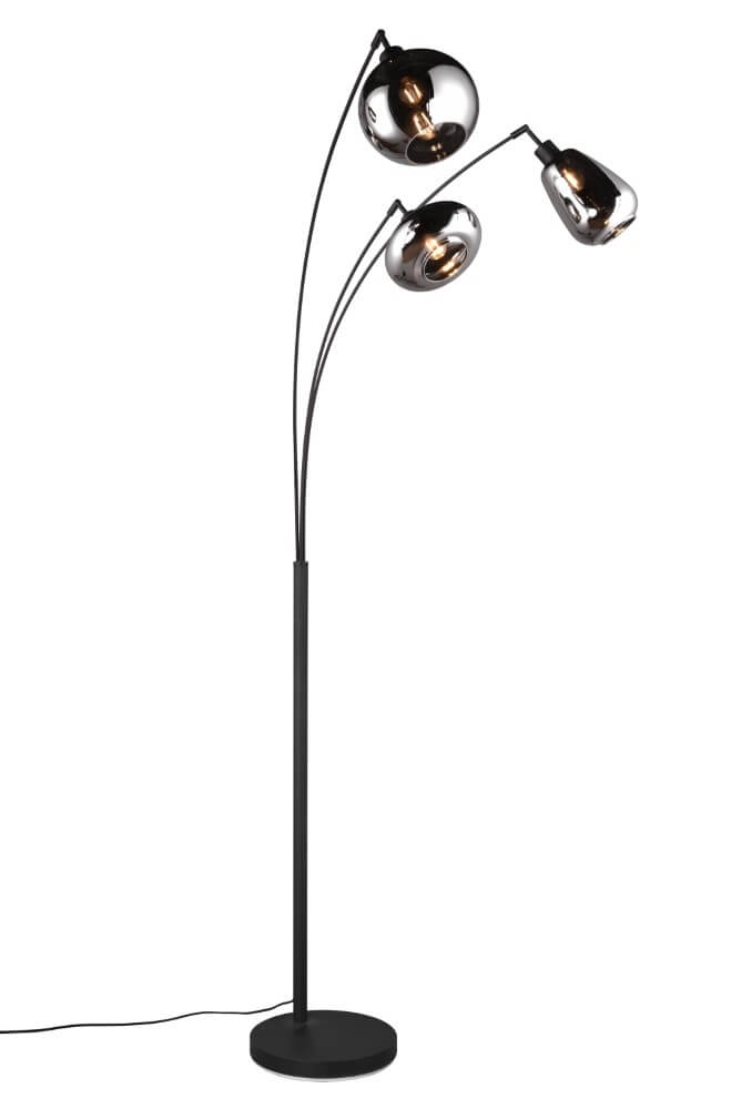 Staande vloerlamp Lumina zwart armatuur met chroom glas Trio 4017807581201