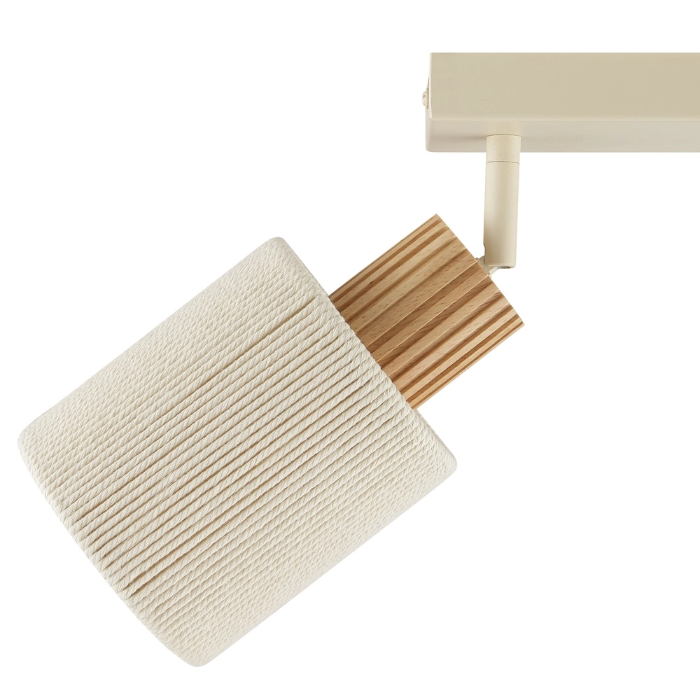 Plafondlamp Arlo zand bruin met hout 2-lichts Brilliant 4004353477041
