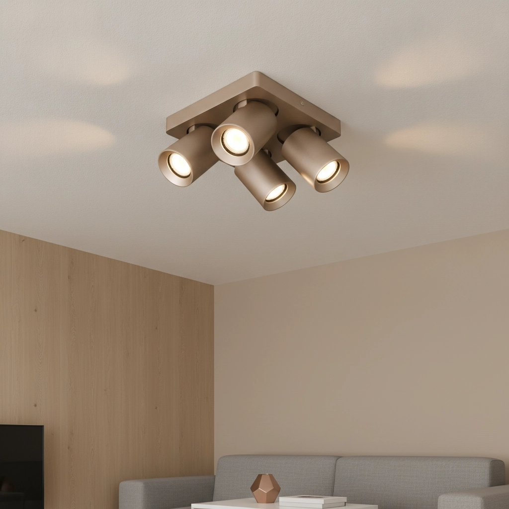4-lichts opbouwspot Megano champagne