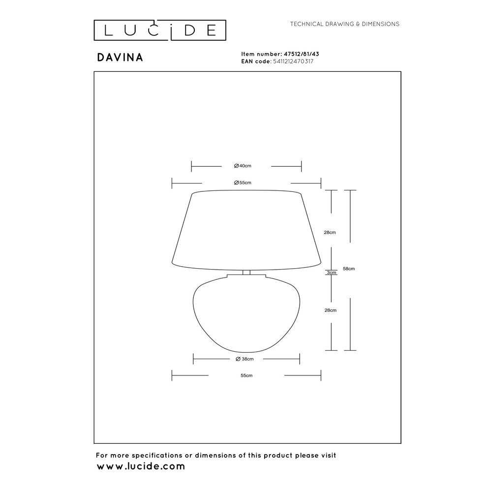 Schemerlamp Davina Ø 55cm Lucide Vibes 5411212470317