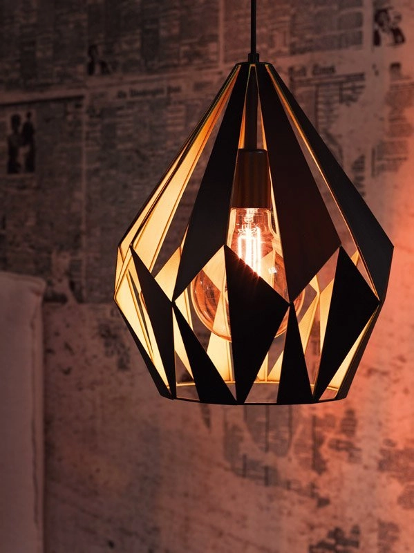 Hanglamp Carlton 1 31cm zwart met groenkoper Eglo 9002759492564